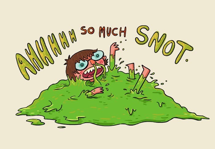 Mucus: Mucous that is made in your nose, throat and lungs traps bacteria, viruses, and dust.