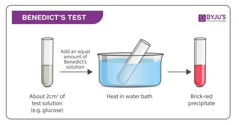 Reducing sugars can be detected by reacting with Tollens' or Benedict’s reagents.