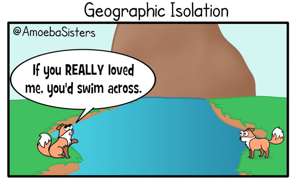 Can't mate because living in different areas of the planet is called geographic isolation.