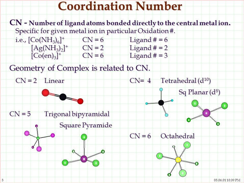 The coordination number, which is the number of atoms that surround and are bonded to a central atom.