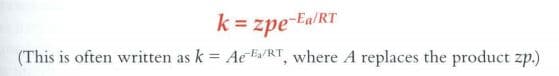 What does the e^(-Ea/RT) tell us about the Arrhenius equation? - ____.