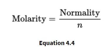 Normality equation is molarity times number of protons, hydroxide ions, electrons, or ions produced or consumed by the…