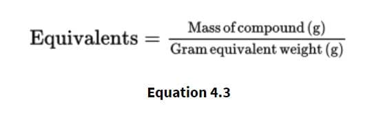Gram equivalent weight and can be calculated from: (see image)