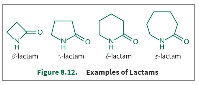 Amides that are cyclic are called lactams and are named by replacing – oic acid with – lactam .