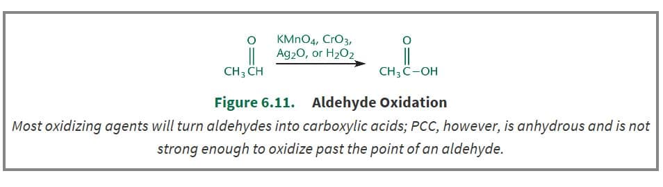 Most oxidizing agents will turn aldehydes into carboxylic acids; PCC, however, is anhydrous and is not strong enough to…