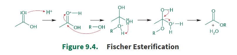 Under acidic conditions, mixtures of carboxylic acids and alcohols will condense into esters.