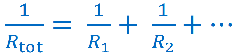 Resistors in Parallel Complete: Give the equation for total resistance when the resistors are in ____: