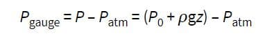 Note that when P 0 = P atm , then P gauge = P – P 0 = ρ g z at a depth z .