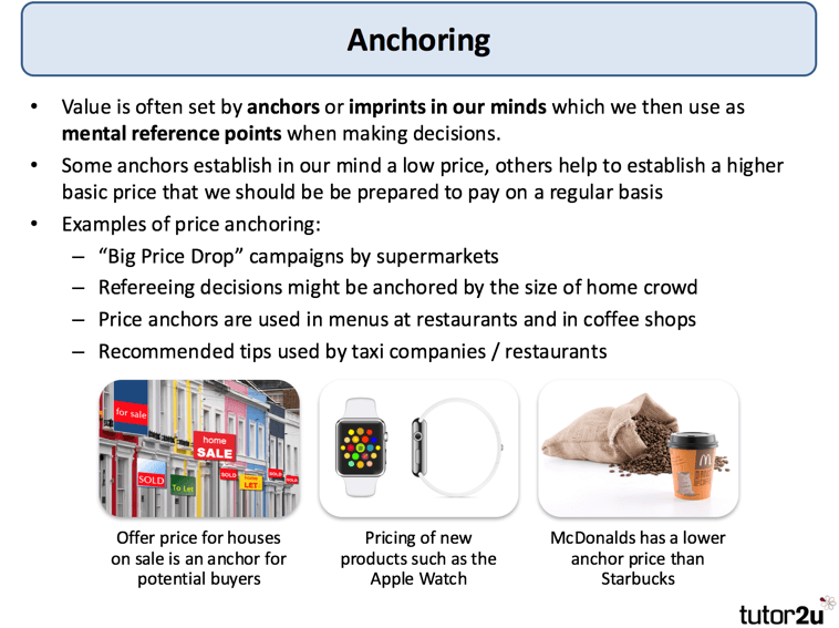 The anchoring and adjustment heuristic is when people start with an implicitly suggested reference point (the "anchor")…