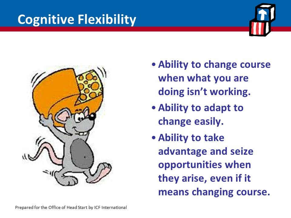 Cognitive Flexibility: The quicker you are able to switch or “shift” your thinking from one dimension (e.g. color of an object) to another (e.…
