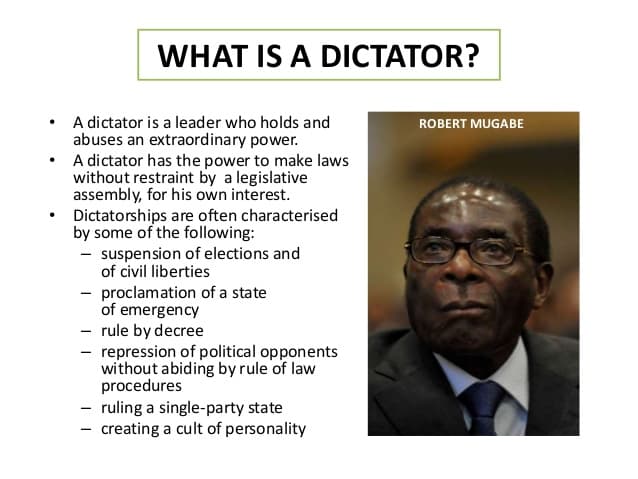 A/an dictatorship is an authoritarian form of government, characterized by a single leader or group of leaders with eit…