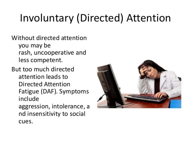 Directed attention is the allocation of attention in a “directed” manner to specific information or cognitive processes.