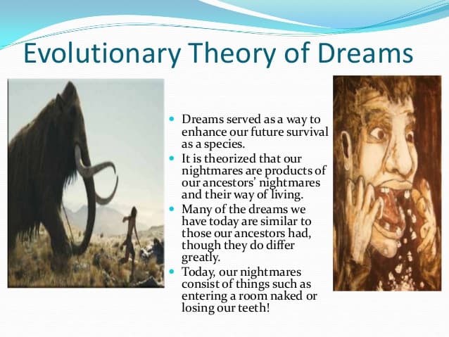 Evolutionary Theory of Dreams: The evolutionary theory of dreaming states that the biological function of dreaming is to simulate threatening events i…