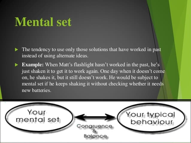 A/an mental set is a framework for thinking about a problem .