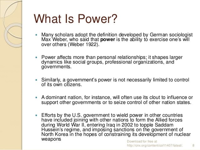 Power is the capacity to influence people.