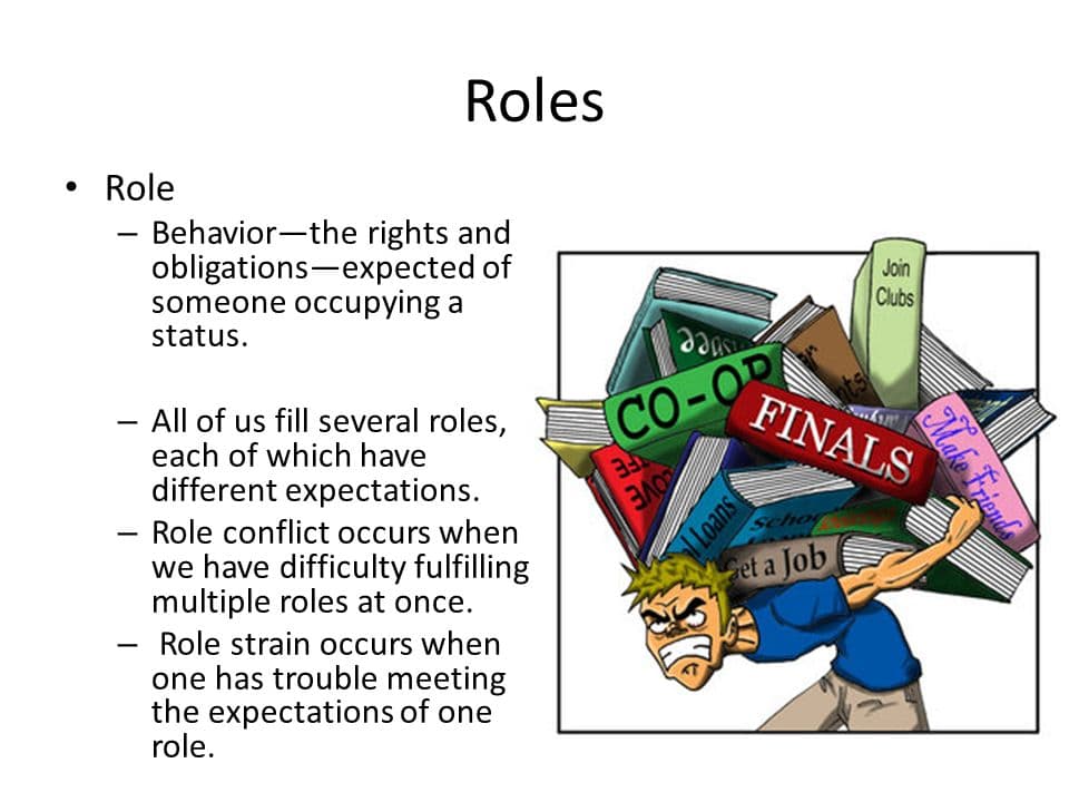 Role is the term used to describe the thoughts and behavior expected of someone occupying a status .