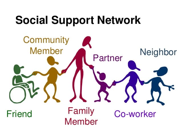 Social support is the perception or reality that one is cared for by a social network.