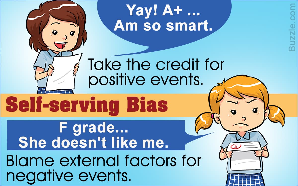 Self-serving bias is when we attribute our own success to internal factors but attribute failures to external factors o…