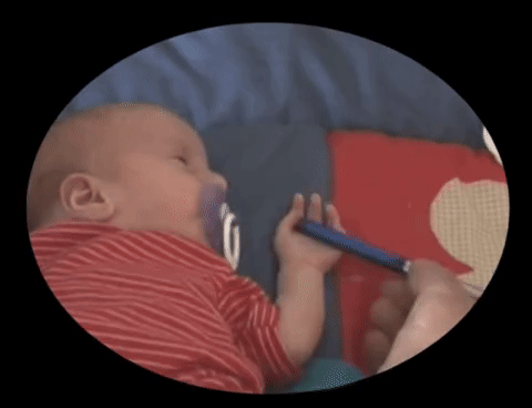 Palmer grasp reflex is when children close their hands on anything that comes in their palm
