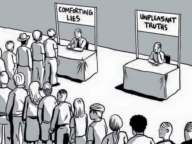 comforting lies vs unpleasant truths 640x480: Effort justification is an idea that people tend to attribute a greater value to an outcome they had to put effor…
