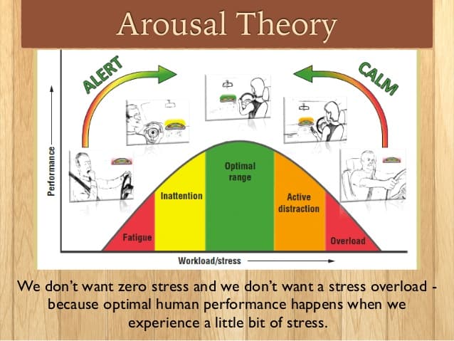motivation theories 11 638: Optimum arousal theory states that people are motivated to reach a full arousal/alertness.