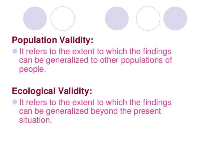 What is Population Validity? Can the results be generalized to other populations of people?