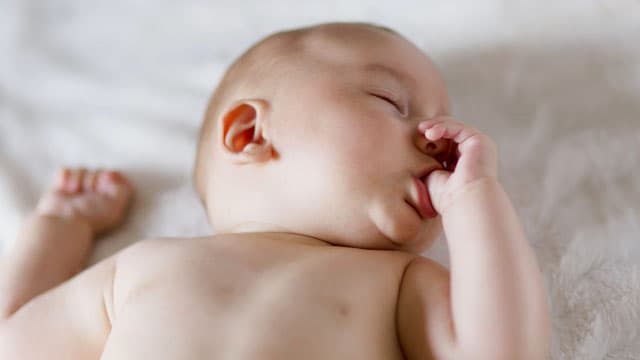 Sucking reflex is when a baby will suck on any object in its mouth
