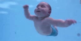 Swimming reflex is when infants in water move their legs/arms in a swimming motion and involuntarily hold their breath